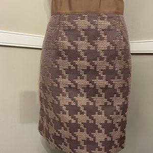 Loft Houndstooth printed tweed skirt with grosgrain waist